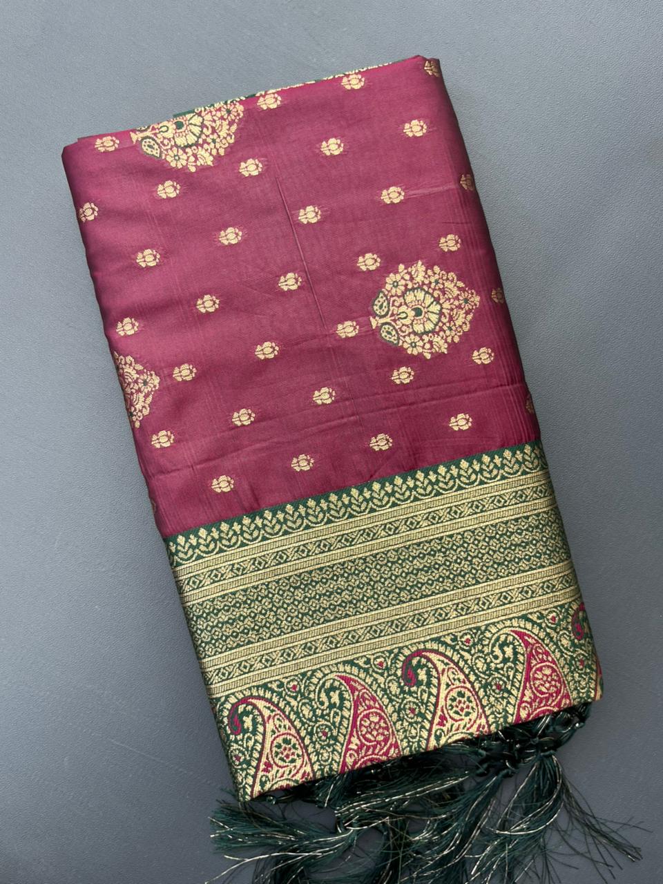 maroon banarasi silk saree