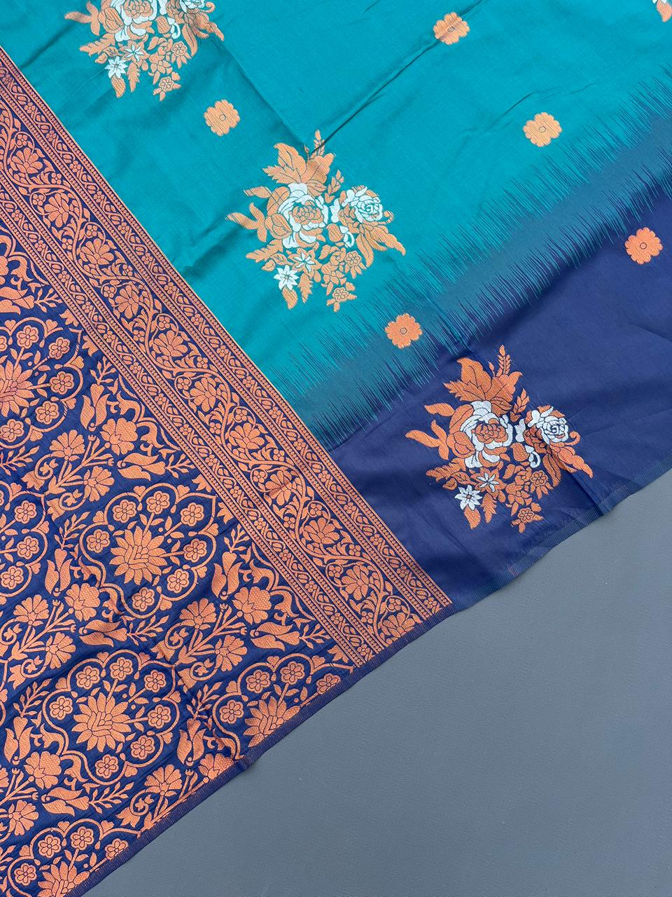 sky blue paithani silk saree