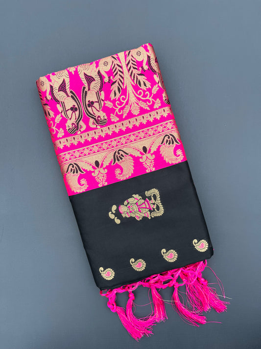 Black Pink Saree Bold Elegance with a Feminine Touch