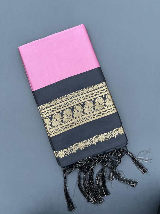 Pink Black Saree Bold Contrast, Timeless Style