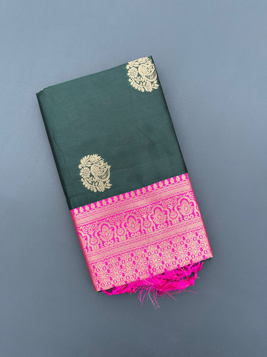 Green Pink Saree Graceful Blend of Tradition &amp; Style