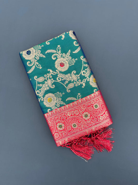 Dual Tone Banarasi Silk Saree with Rich Pallu