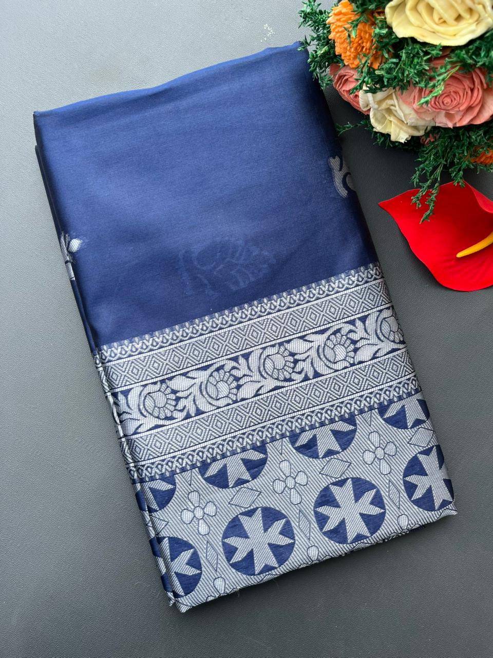 blue lichi silk saree