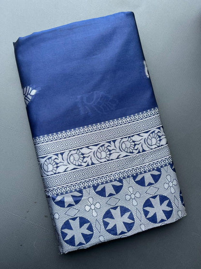 BLUE LICHI SILK SAREE
