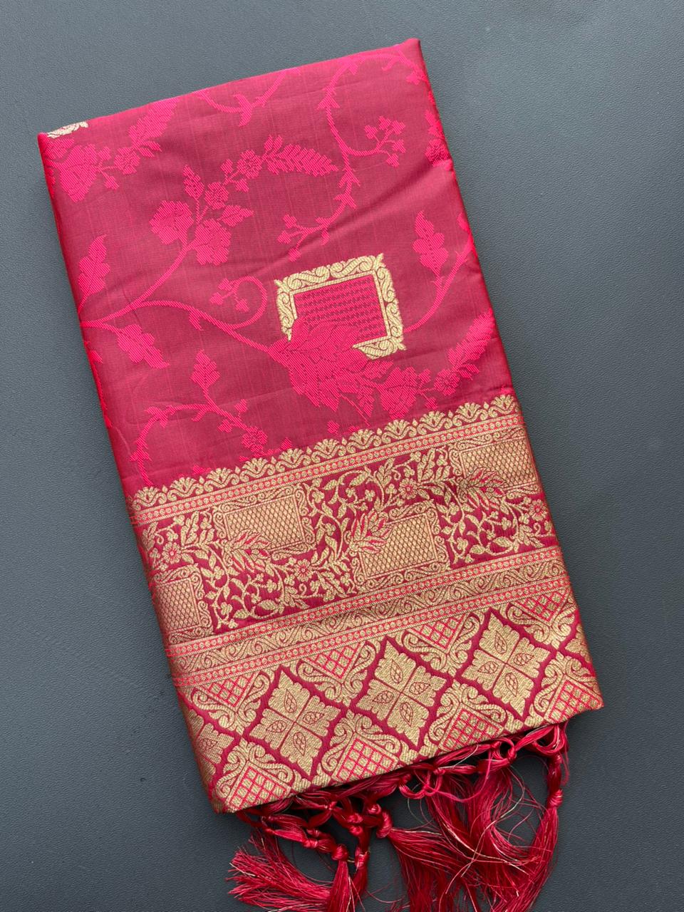 pink banarasi silk saree