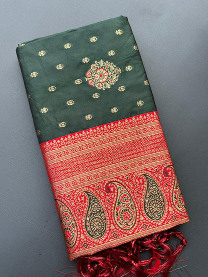 GREEN & RED BANARASI SILK SAREE