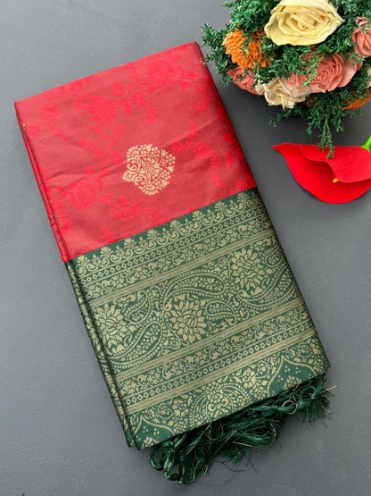 RED & GREEN BANARASI SILK SAREE