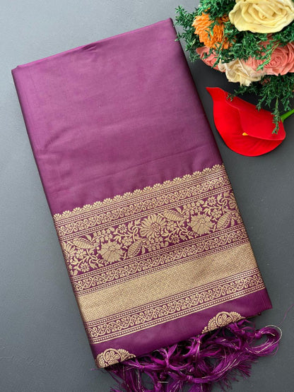MAROON SOFT BANARASI SILK SAREE