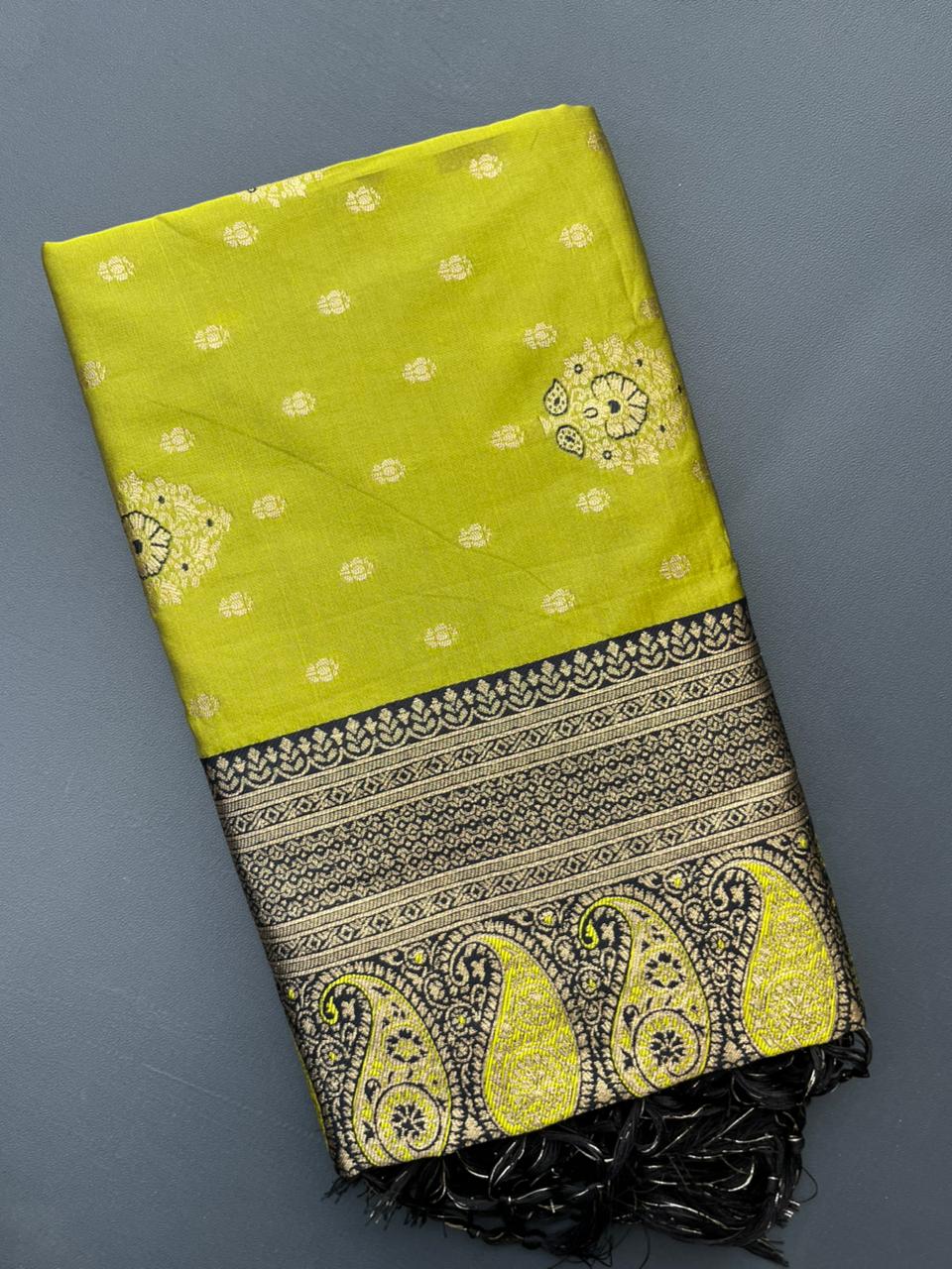 light & black soft silk banarasi saree