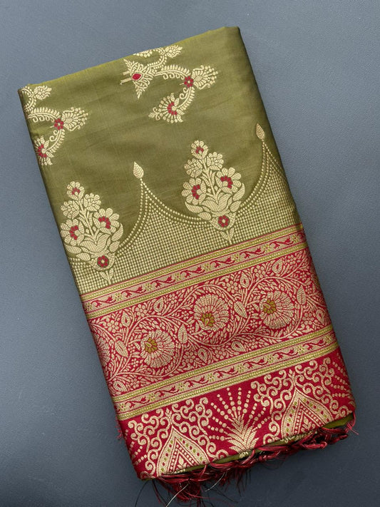 LIGHT GREEN SOFT SILK BANARASI SAREE