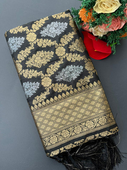 BLACK BANARASI SILK SAREE