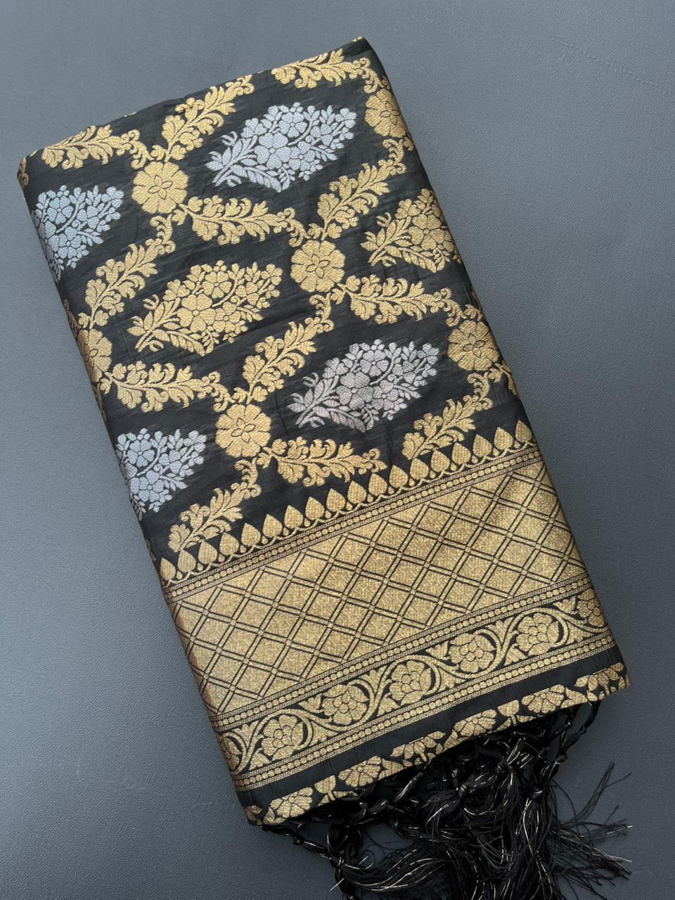 black banarasi silk saree