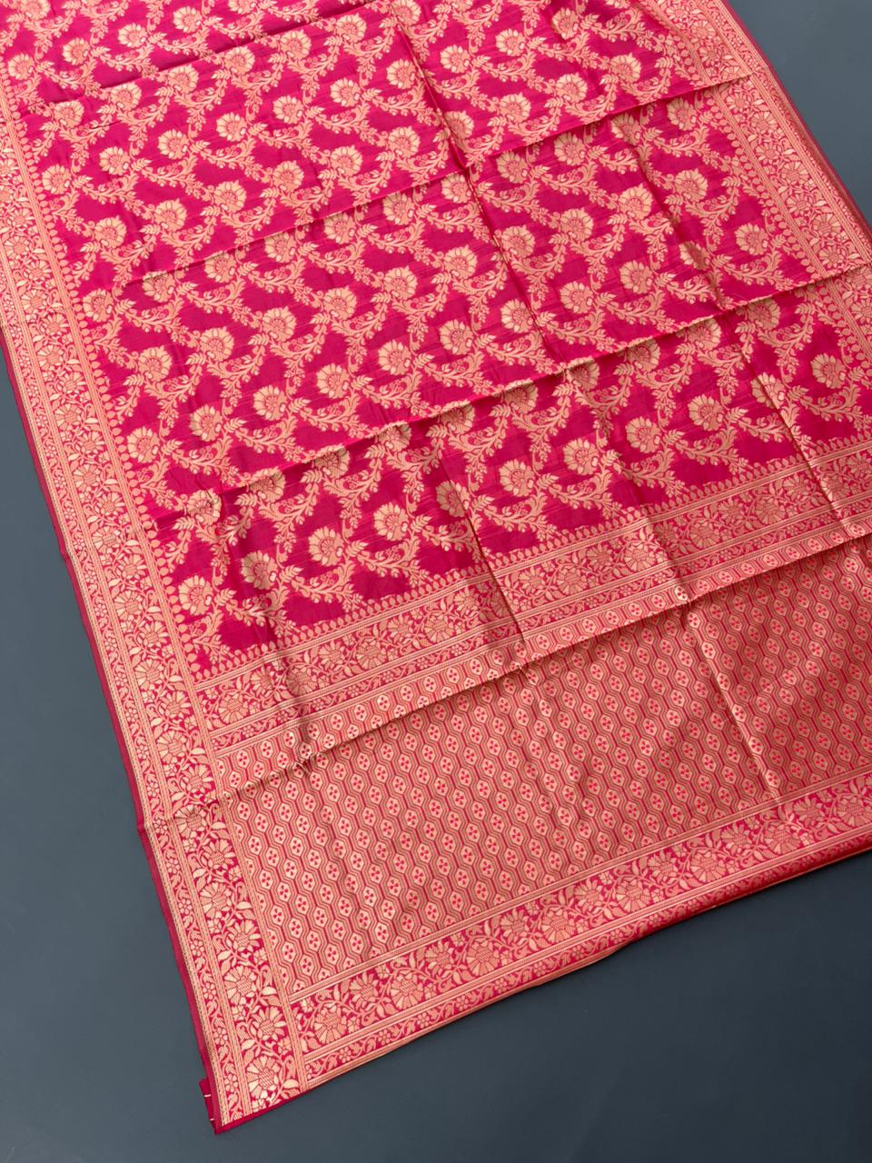 pink lichi silk saree