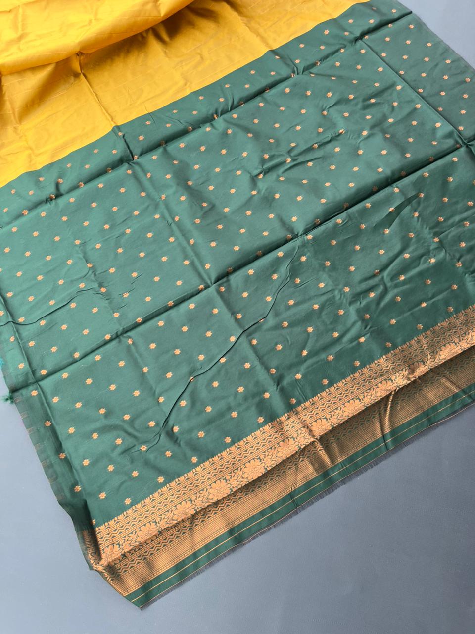 methi yellow south kanjivaram silk saree