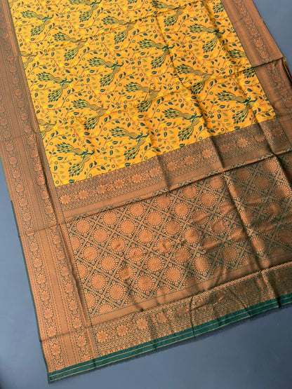 METHI YELLOW SOUTH KANJIVARAM SILK SAREE