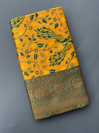 METHI YELLOW SOUTH KANJIVARAM SILK SAREE