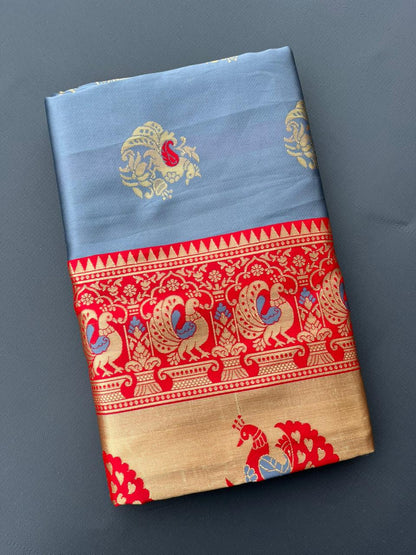 GRAY PAITHANI SILK SAREE