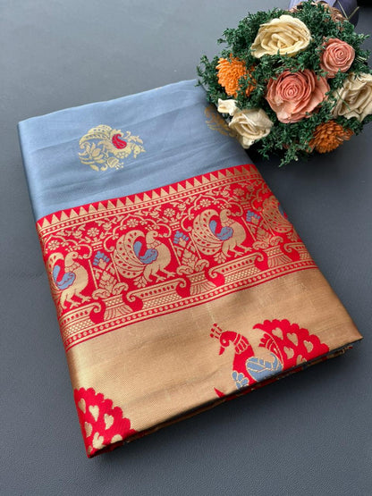 GRAY PAITHANI SILK SAREE