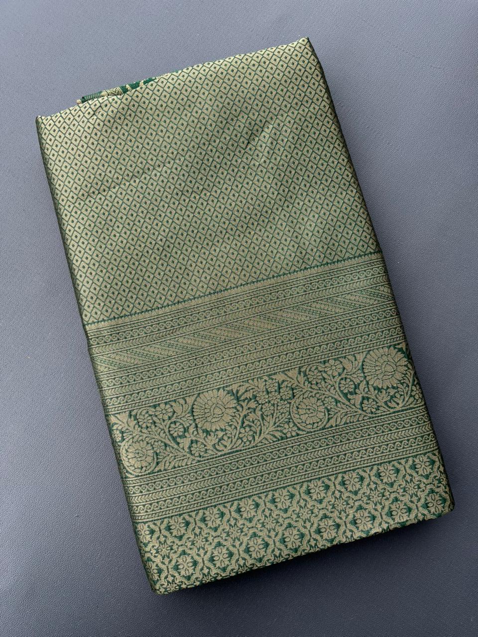 green kanjivaram silk saree