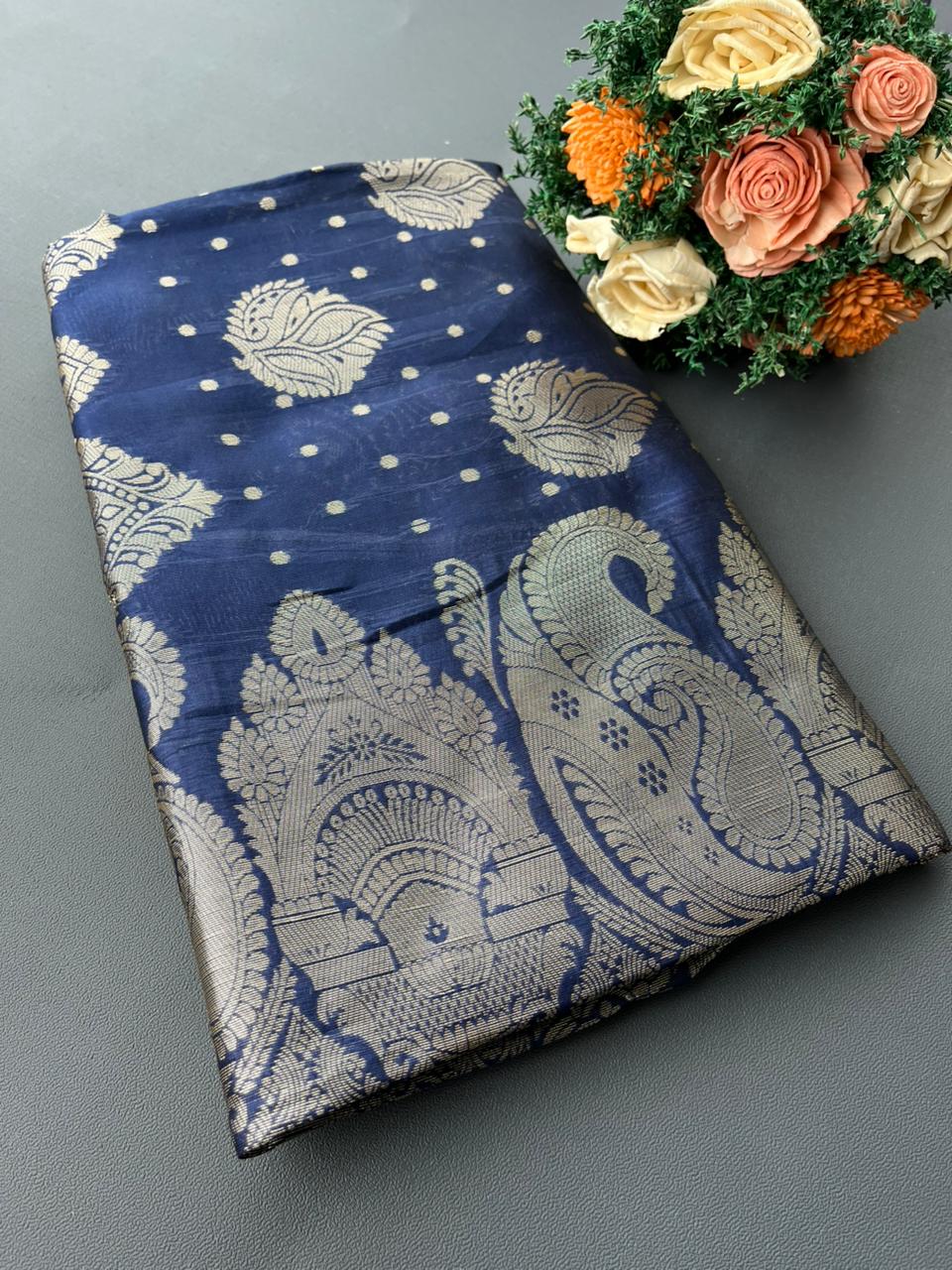 blue south kanjivaram silk saree