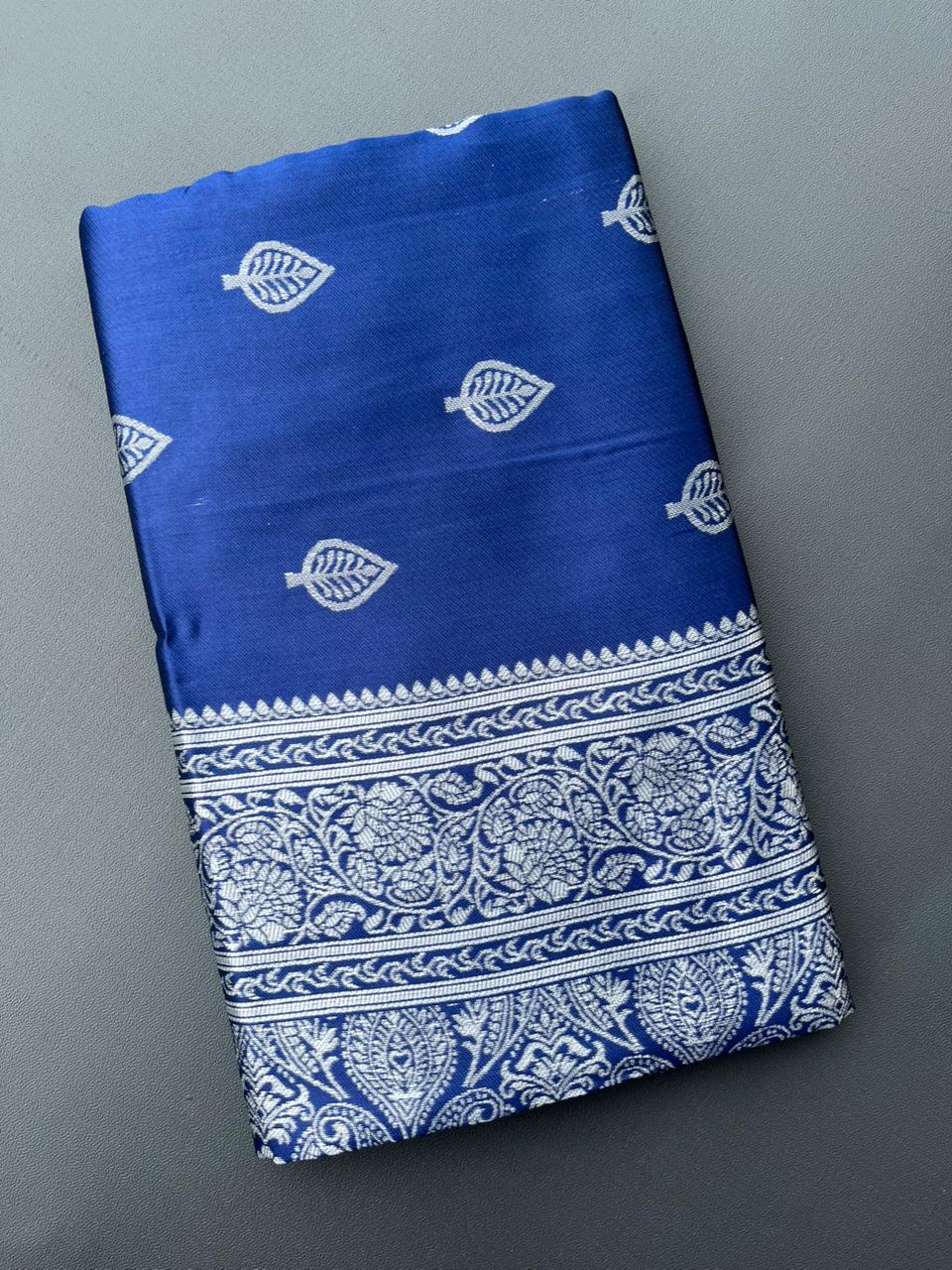 blue lichi silk saree