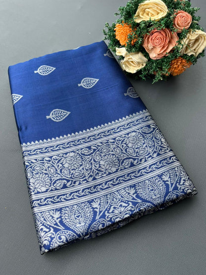 BLUE LICHI SILK SAREE
