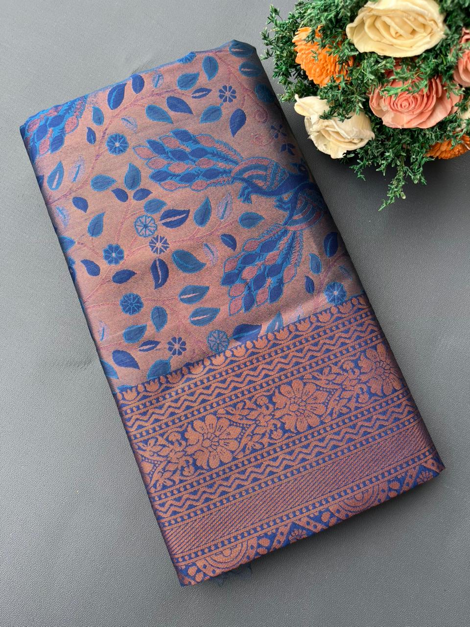 sky blue south kanjivaram silk saree