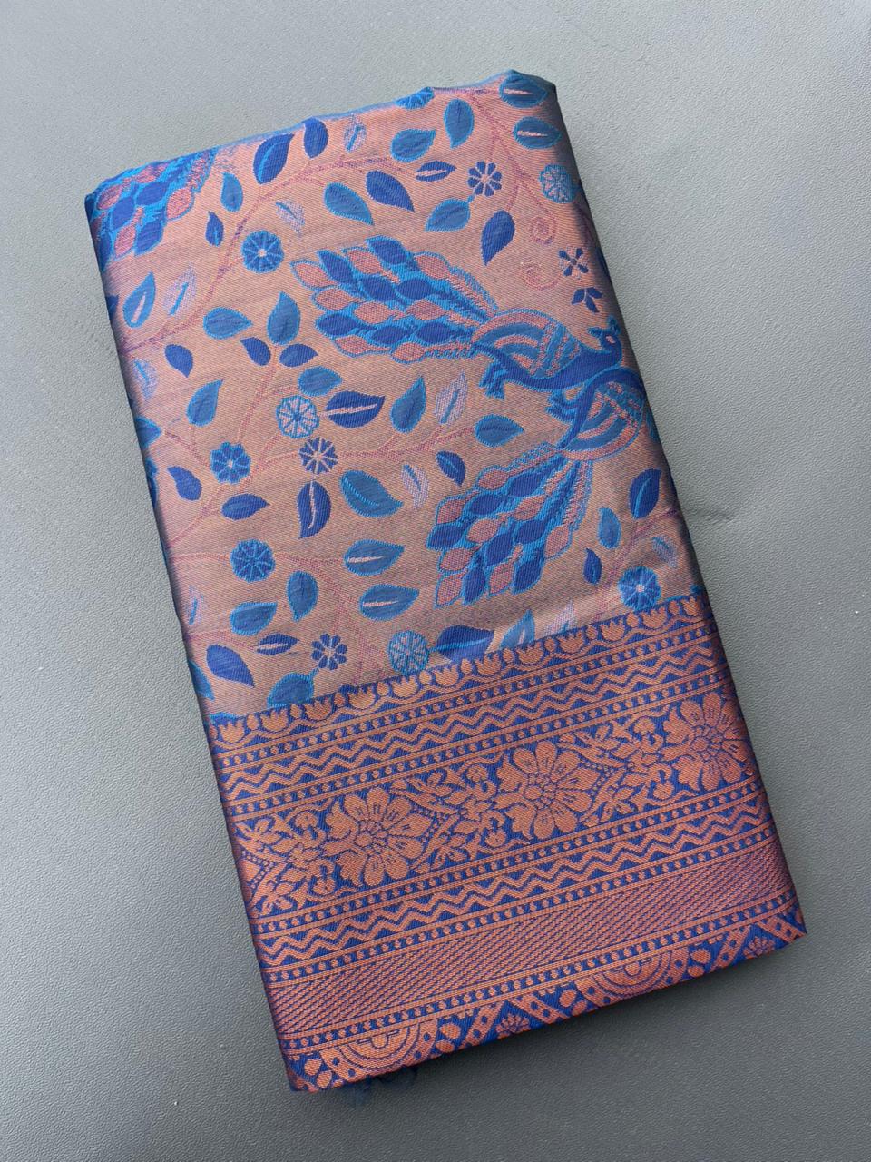 sky blue south kanjivaram silk saree