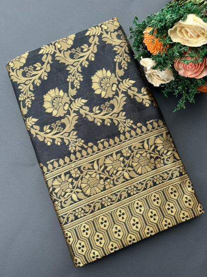 BLACK LICHI SILK SAREE