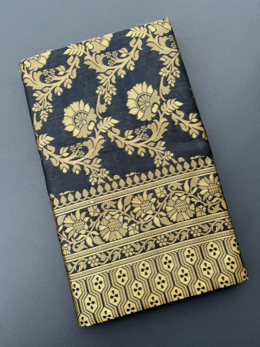 BLACK LICHI SILK SAREE