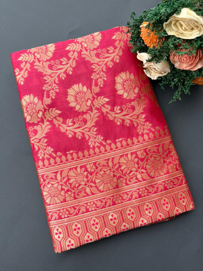 PINK LICHI SILK SAREE