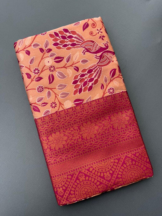 CHIKU SOUTH KANJIVARAM SILK SAREE