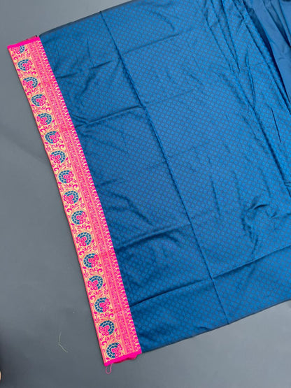 BLUE & PINK SOFT SILK BANARASI SAREE
