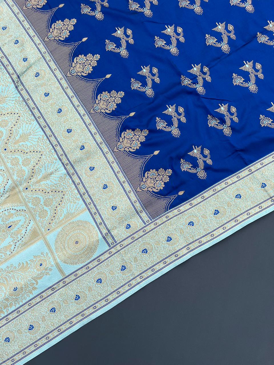 blue & sky soft silk banarasi saree