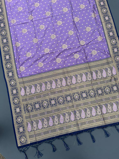 LIGHT PURPLE & BLACK SOFT SILK BANARASI SAREE