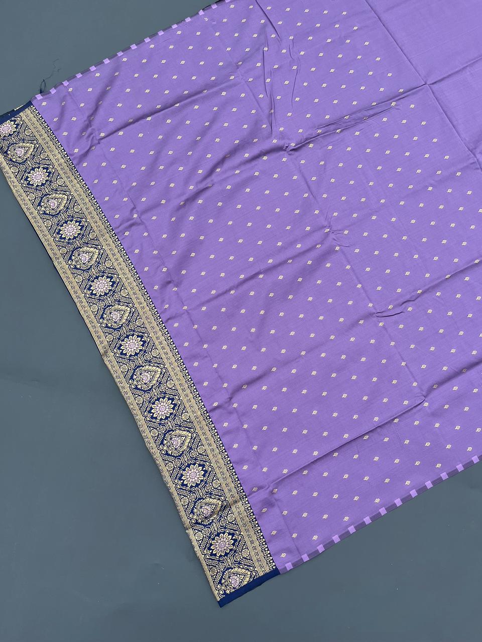 light purple & black soft silk banarasi saree