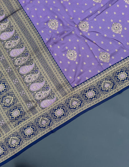 LIGHT PURPLE & BLACK SOFT SILK BANARASI SAREE