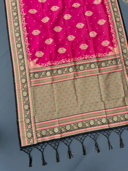 BLACK & PINK SOFT SILK BANARASI SAREE