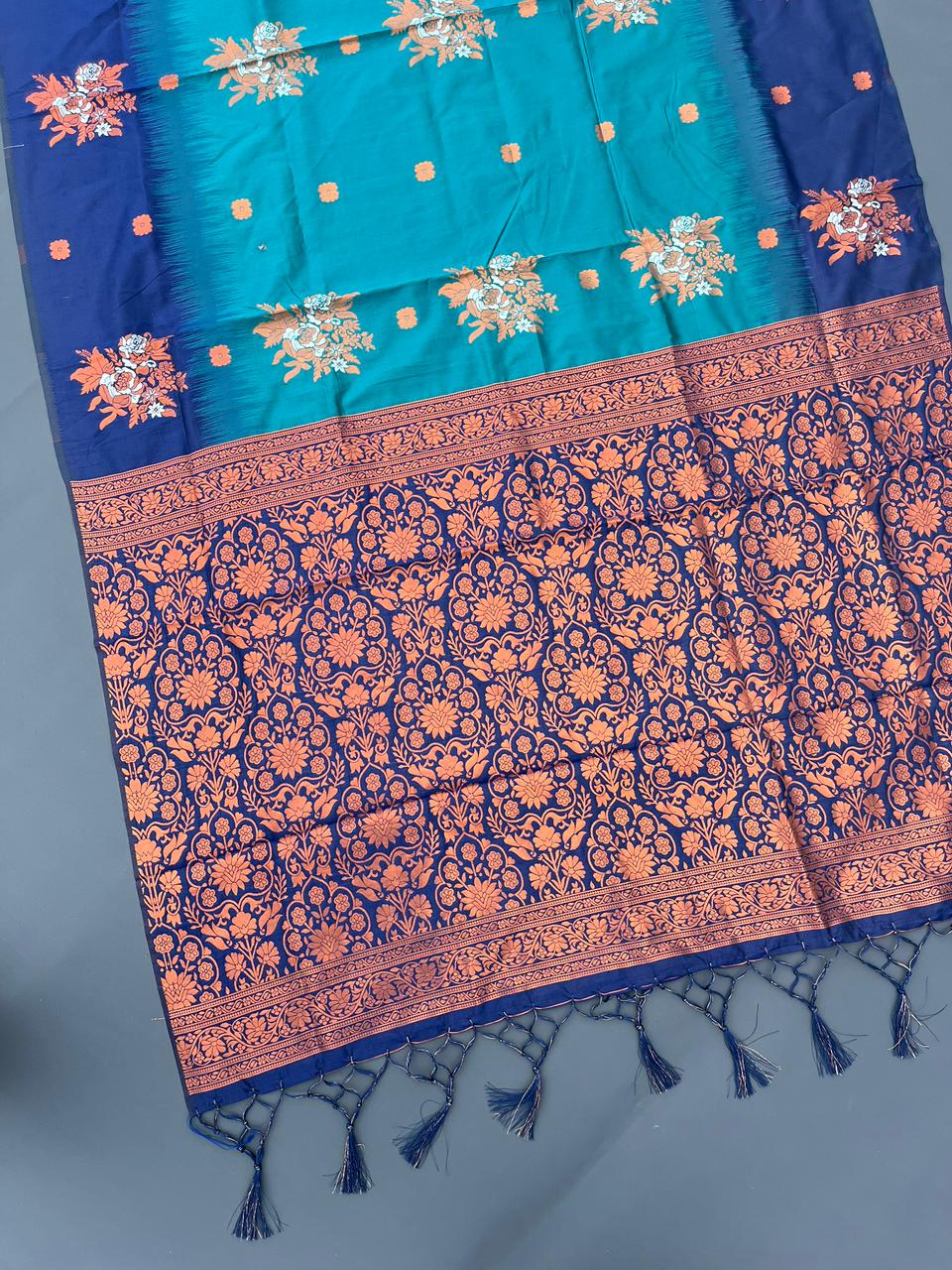 sky blue paithani silk saree