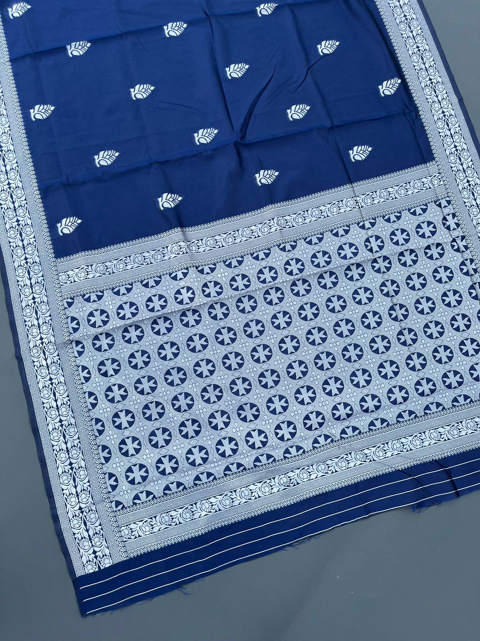 blue lichi silk saree