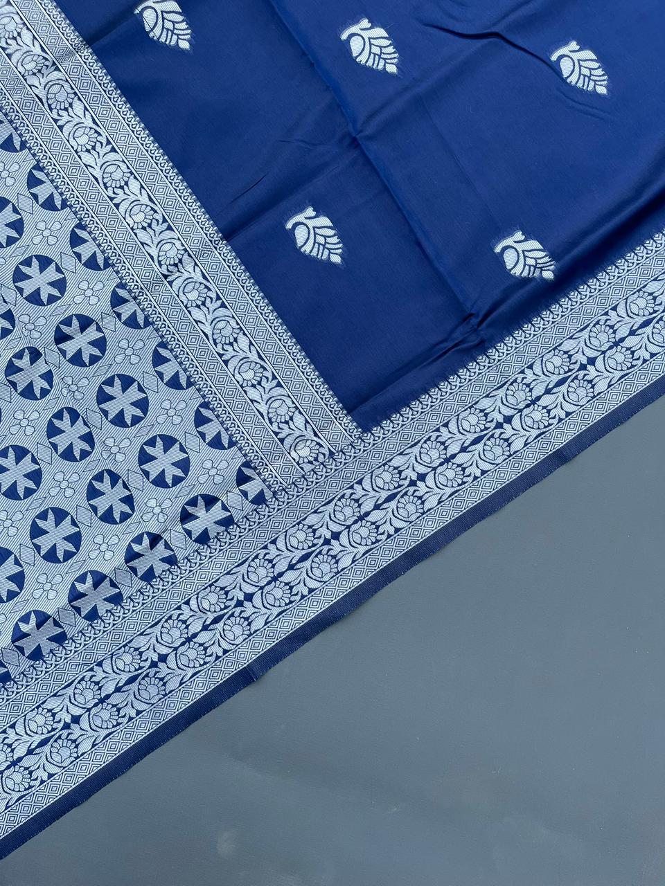 blue lichi silk saree