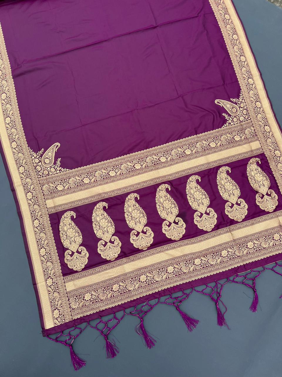 maroon soft banarasi silk saree