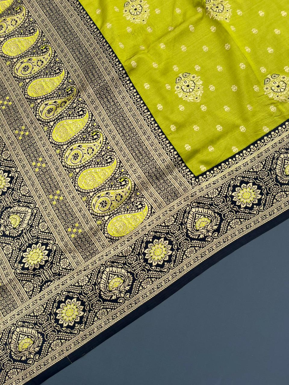 light & black soft silk banarasi saree