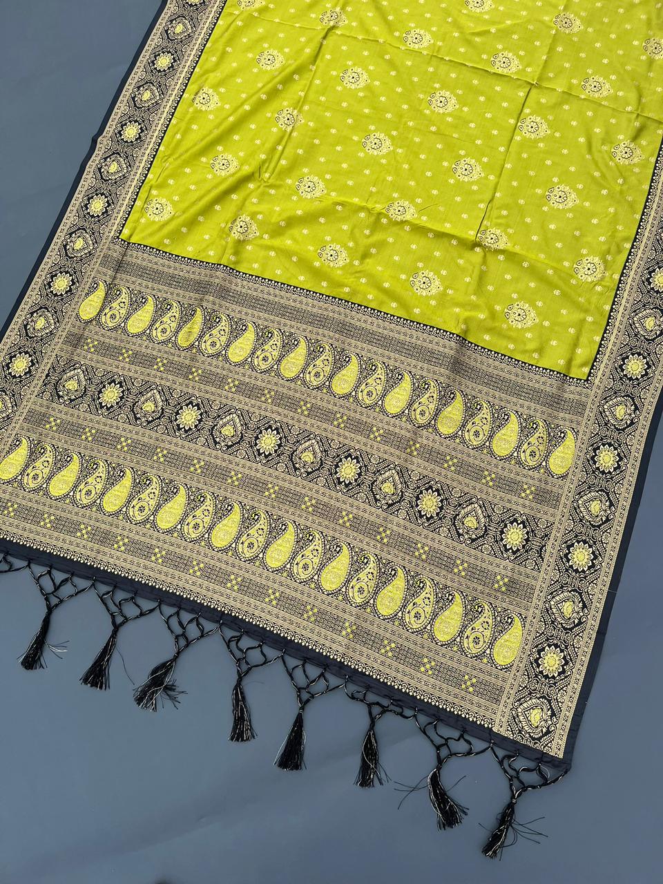 light & black soft silk banarasi saree