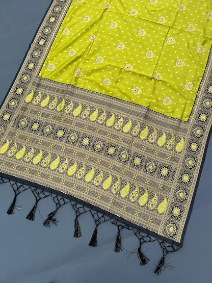 LIGHT & BLACK SOFT SILK BANARASI SAREE