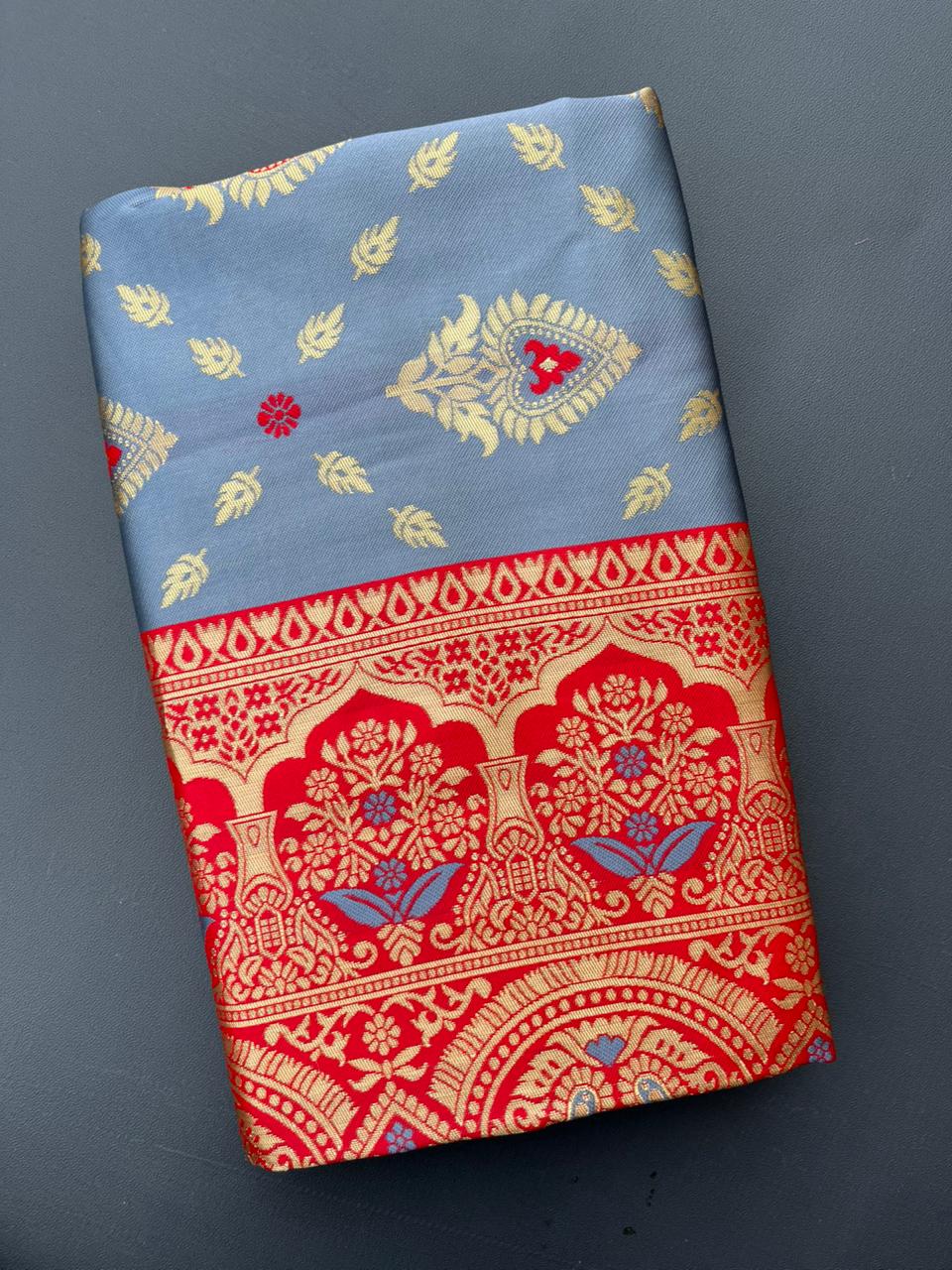 gray paithani silk saree