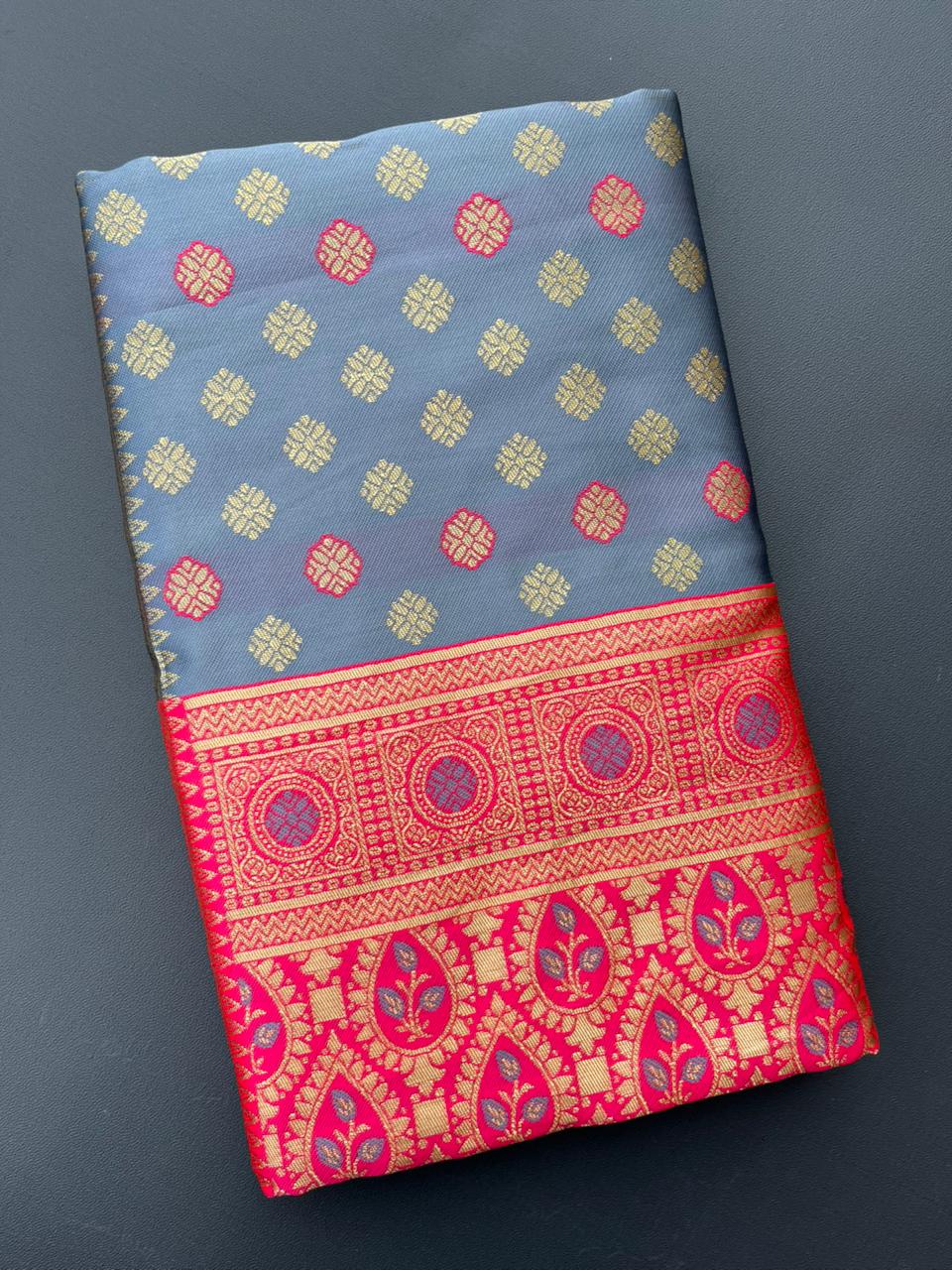 gray paithani silk saree