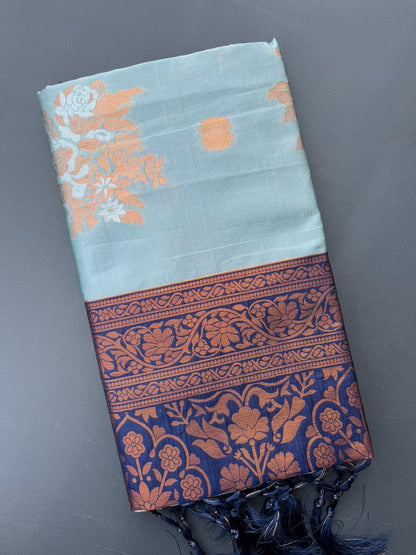 LIGHT SKY SOUTH KANJIVARAM SILK SAREE