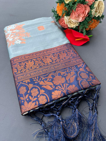 LIGHT SKY SOUTH KANJIVARAM SILK SAREE