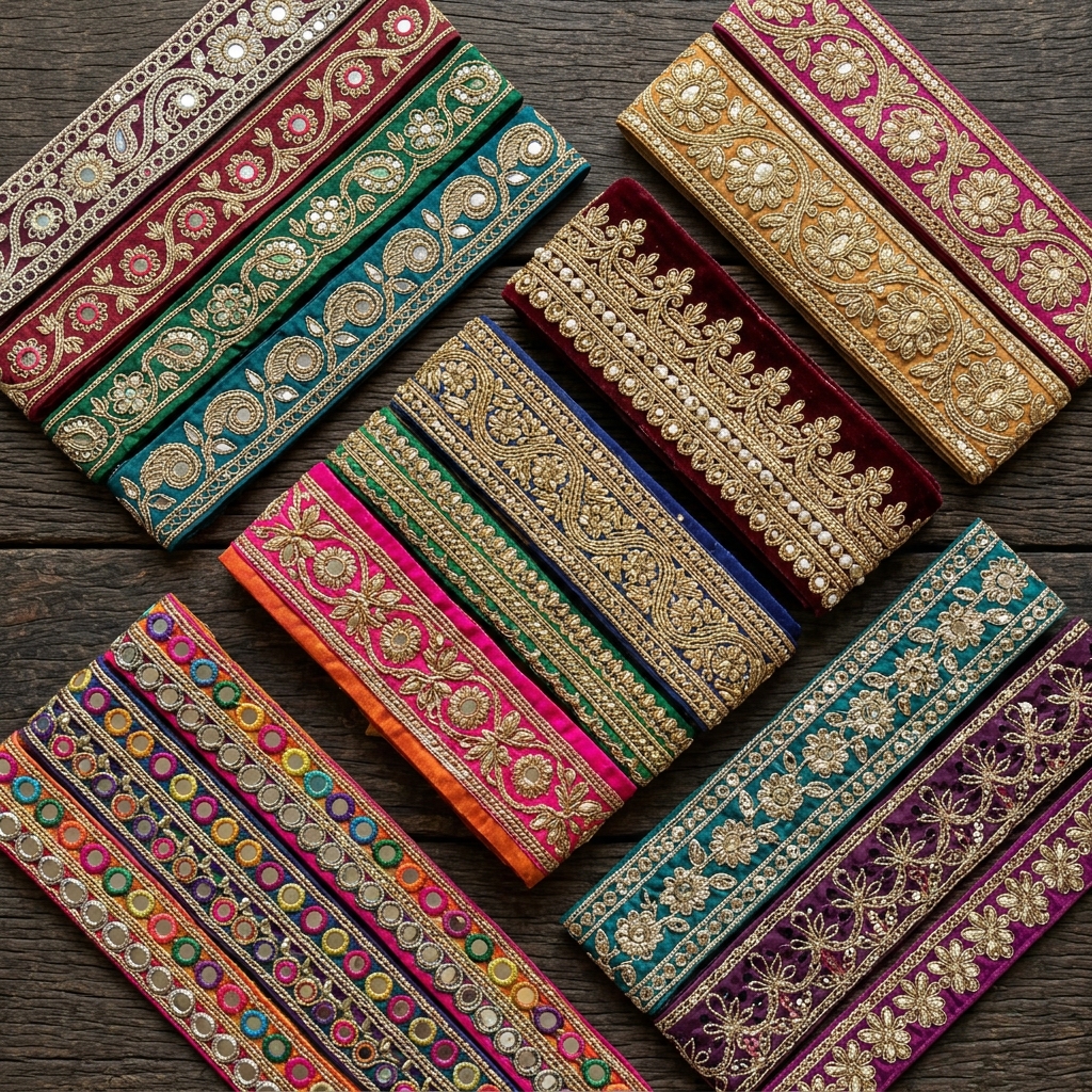 Mirror & Zari Border Laces